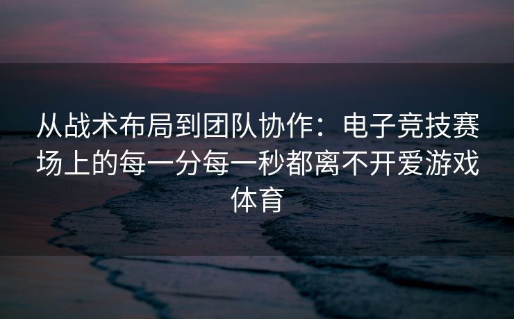 从战术布局到团队协作：电子竞技赛场上的每一分每一秒都离不开爱游戏体育